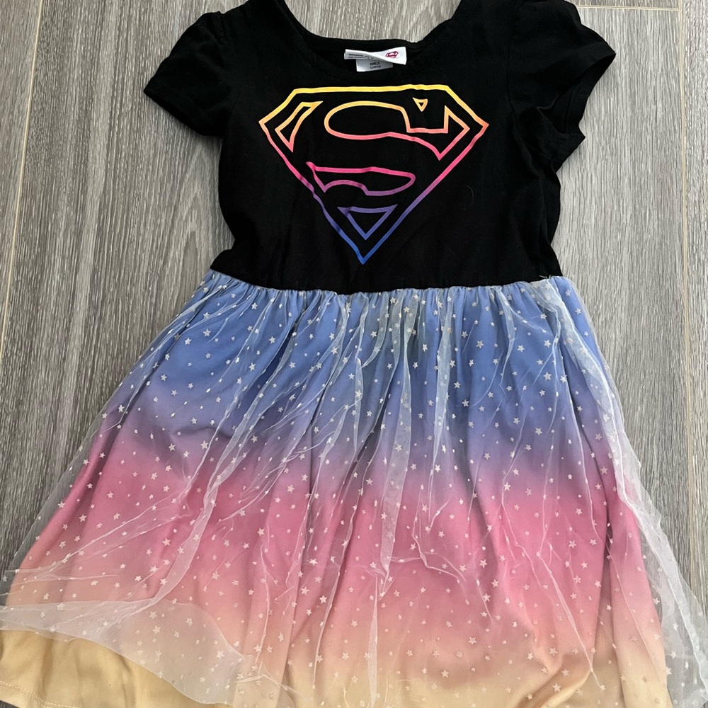 Superman Kids Dress - Black and Multicolor